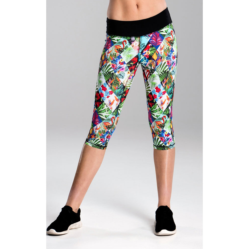 Funktia Damen Sportleggins Rapid Racer 3/4 Jungle Jam