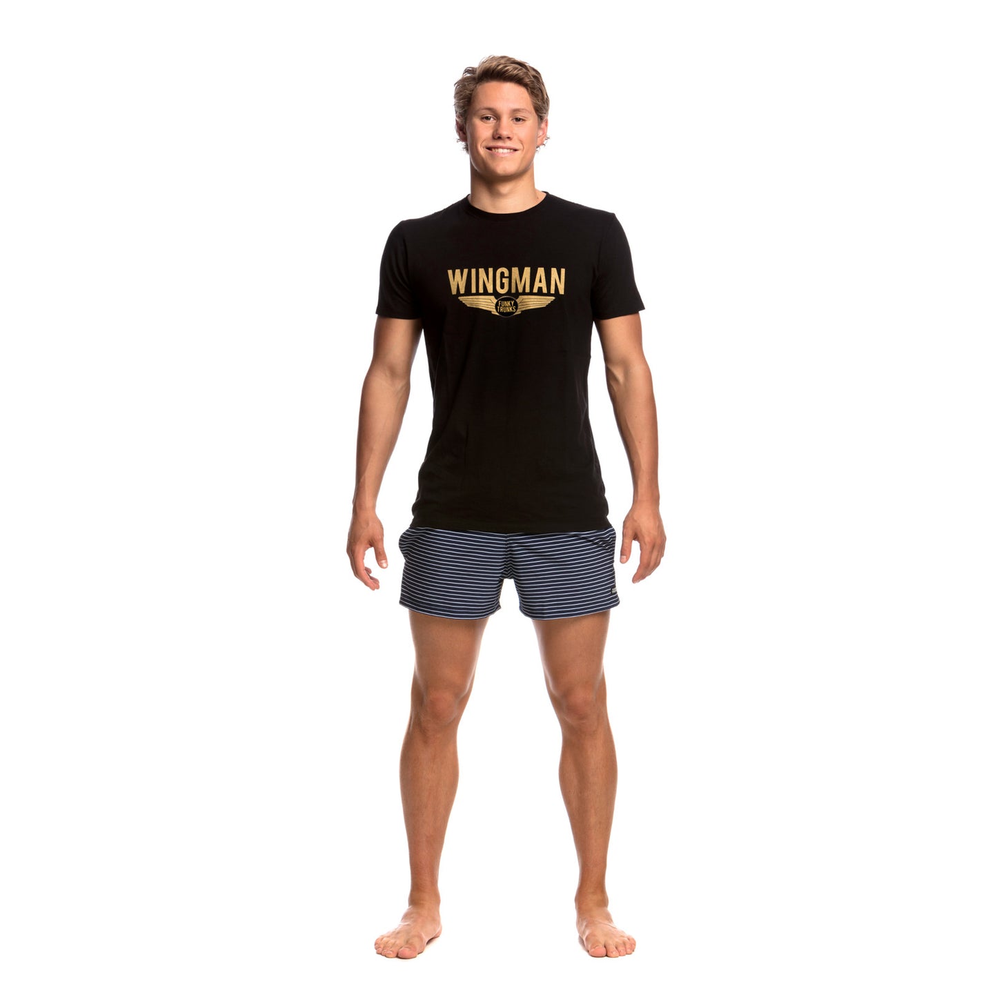 Funky Trunks Herren T-Shirt Crew Neck Gold Wingman